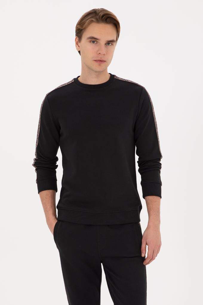 Erkek Regular Fit Bisiklet Yaka Siyah Sweatshirt