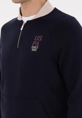 Erkek Yarım Fermuarlı Comfort Fit Lacivert Basic Sweatshirt - 50316303026