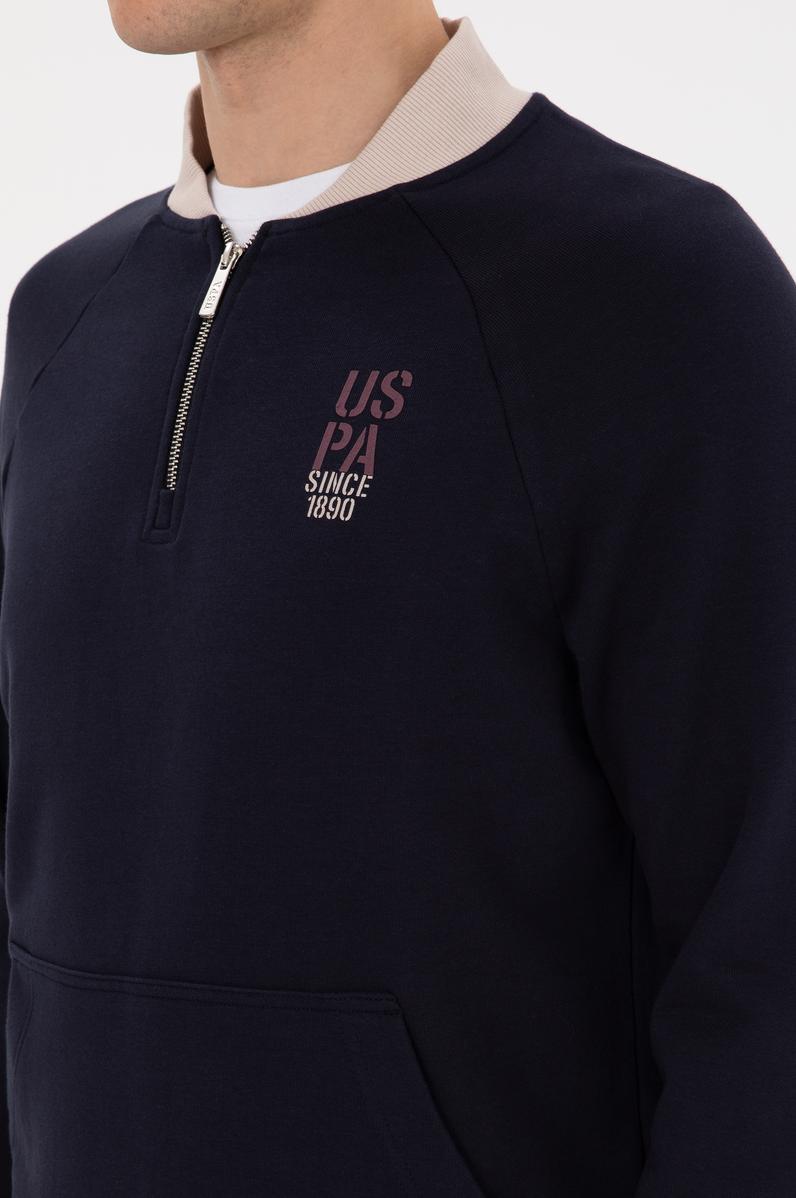 Erkek Yarım Fermuarlı Comfort Fit Lacivert Basic Sweatshirt
