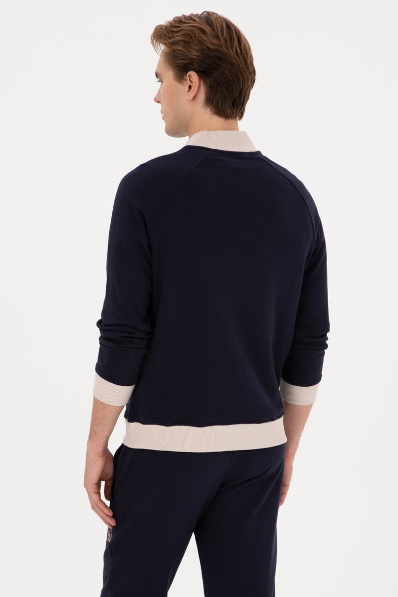 Erkek Yarım Fermuarlı Comfort Fit Lacivert Basic Sweatshirt - 50316303026