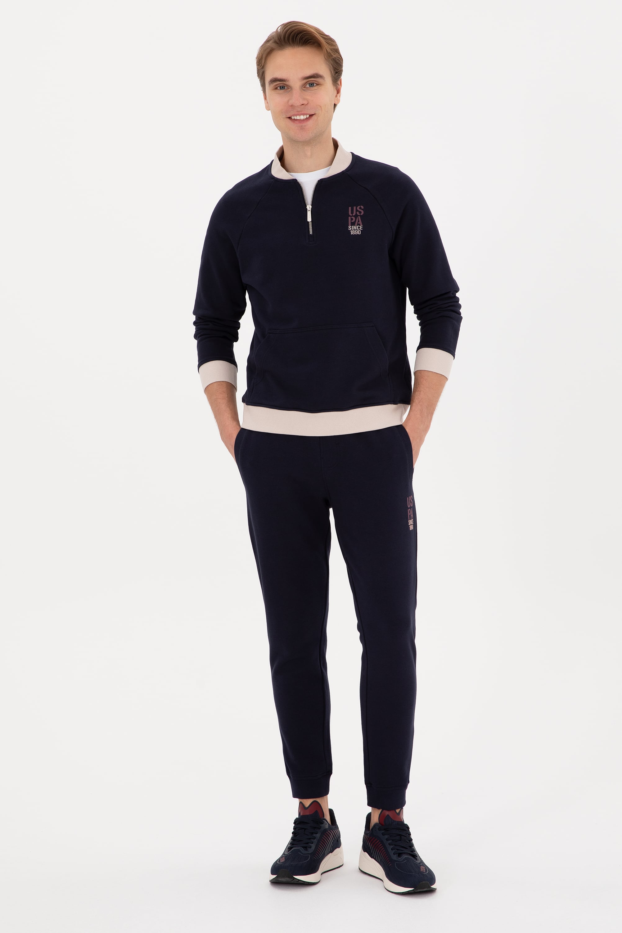 Erkek Yarım Fermuarlı Comfort Fit Lacivert Basic Sweatshirt - Image 4