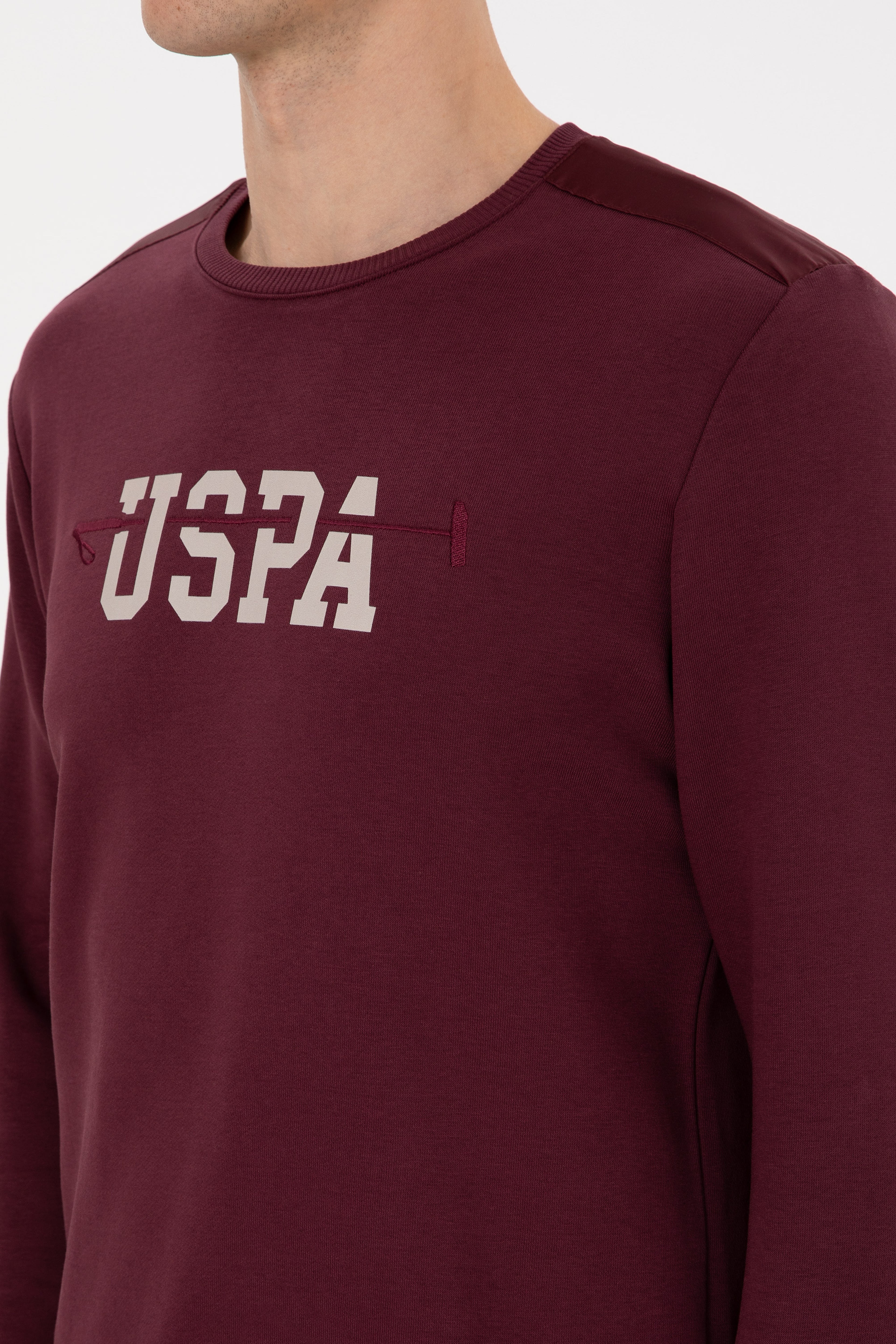 Erkek Regular Fit Bisiklet Yaka Bordo Sweatshirt - Image 7