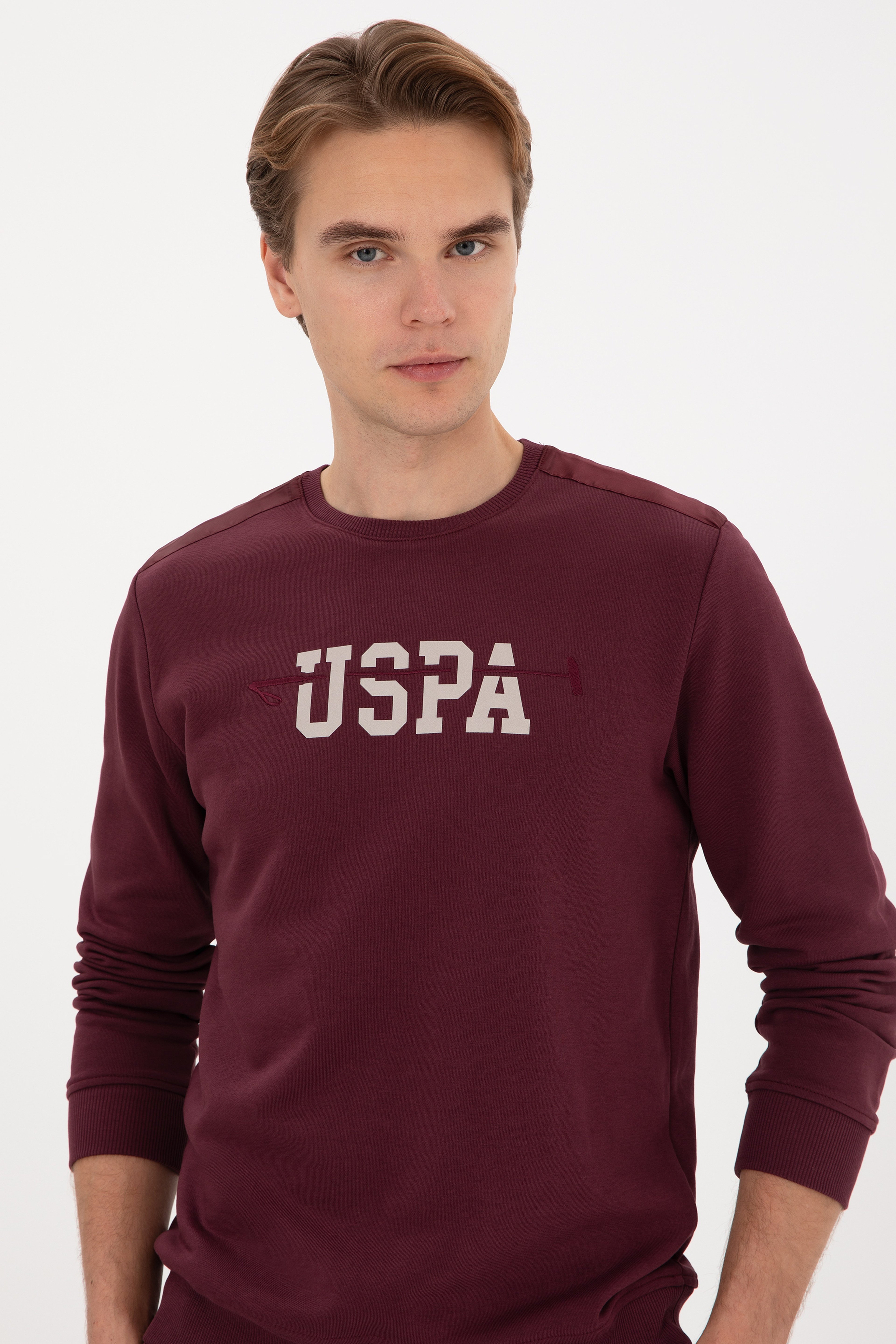 Erkek Regular Fit Bisiklet Yaka Bordo Sweatshirt - Image 2