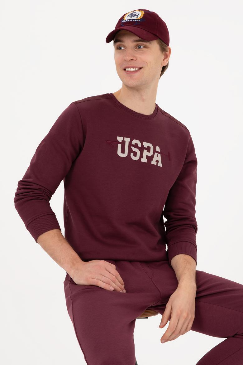 Erkek Regular Fit Bisiklet Yaka Bordo Sweatshirt
