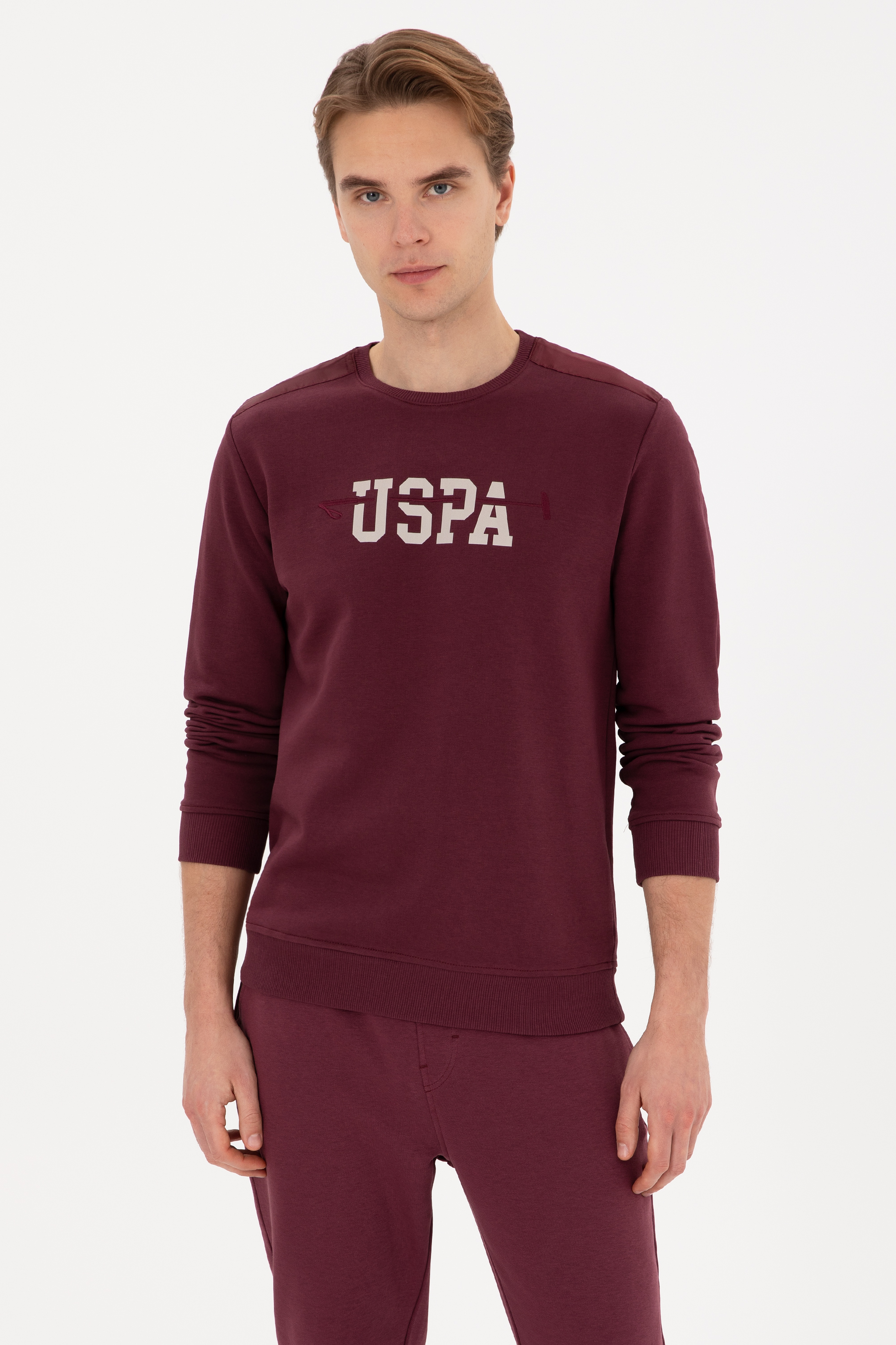 Erkek Regular Fit Bisiklet Yaka Bordo Sweatshirt