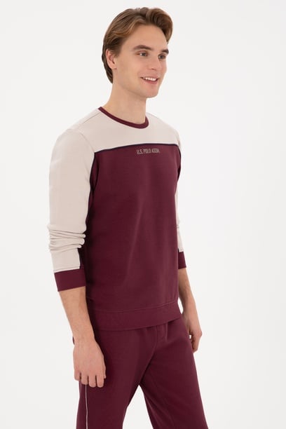 Erkek Regular Fit Bisiklet Yaka Bordo Sweatshirt