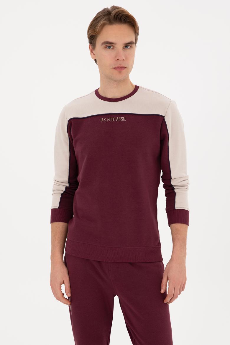 Erkek Regular Fit Bisiklet Yaka Bordo Sweatshirt