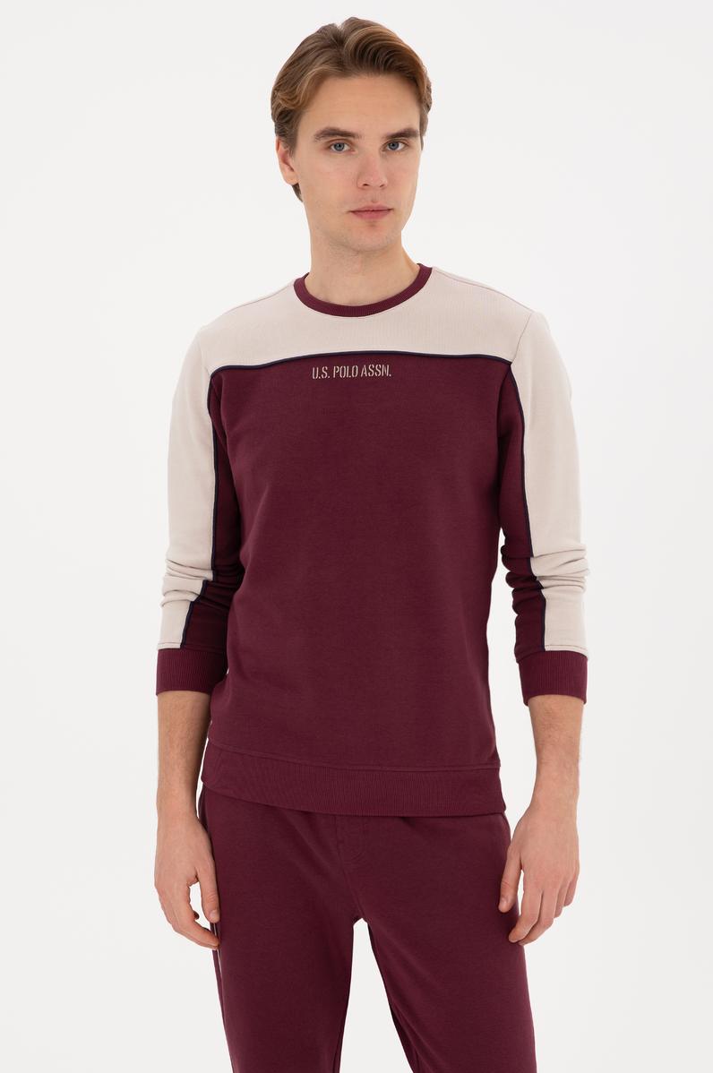 Erkek Regular Fit Bisiklet Yaka Bordo Sweatshirt