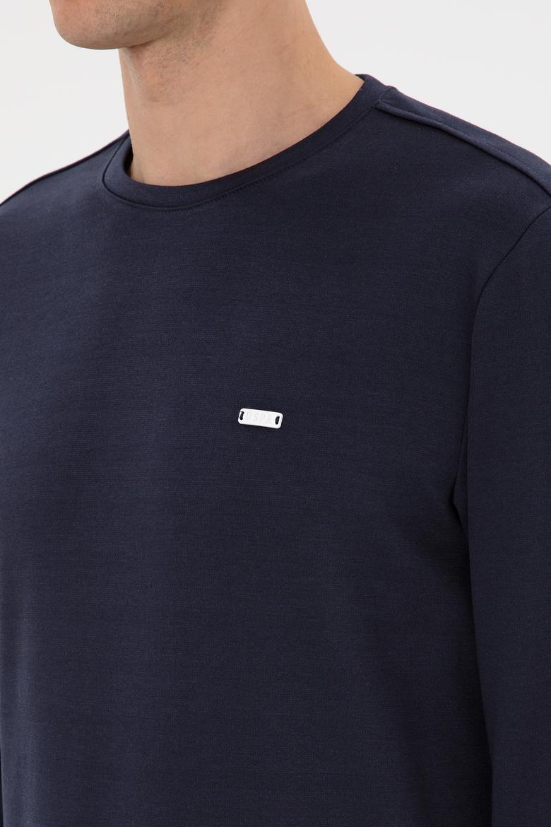 Erkek Regular Fit Bisiklet Yaka Lacivert Sweatshirt - 50315483048