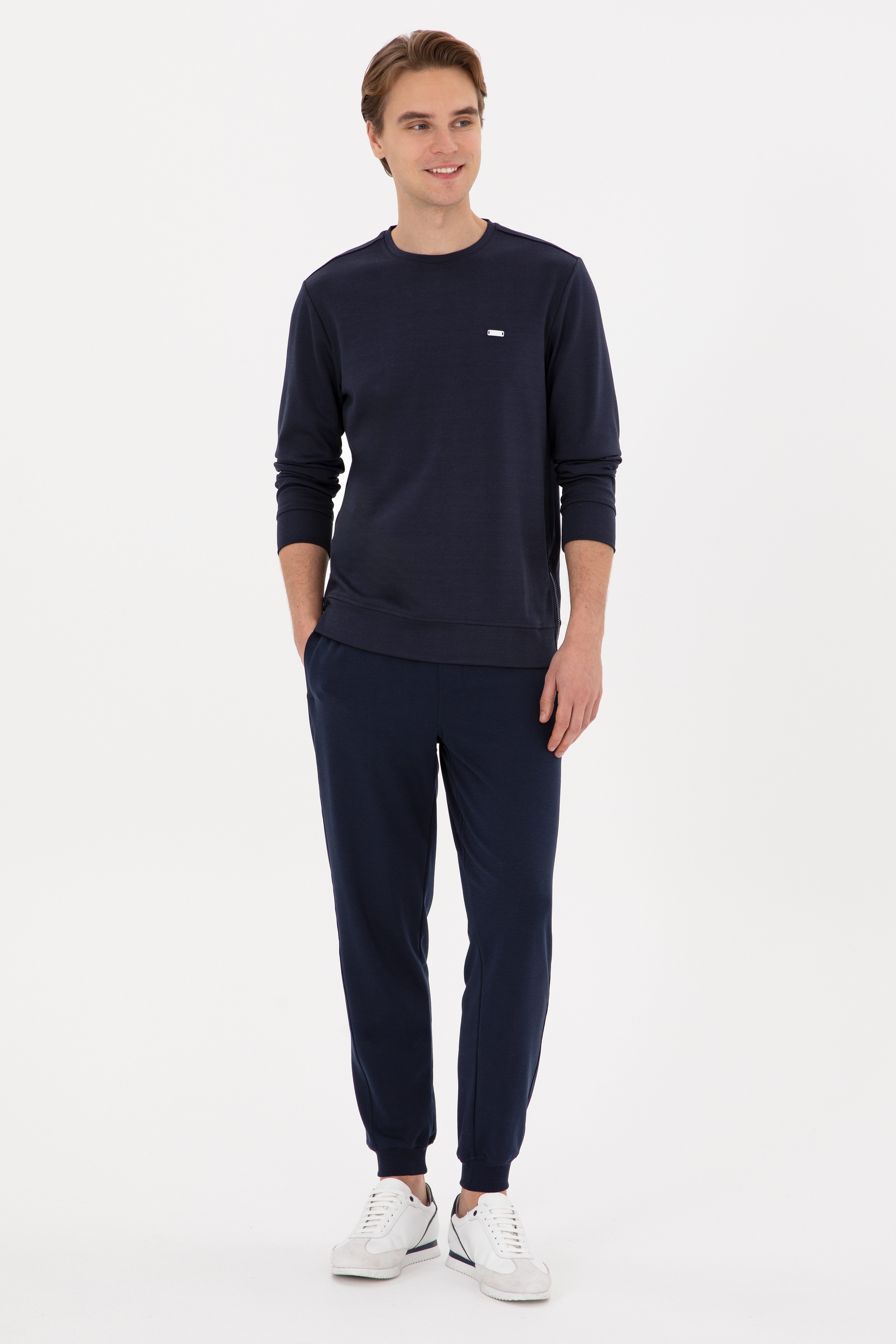 Erkek Regular Fit Bisiklet Yaka Lacivert Sweatshirt