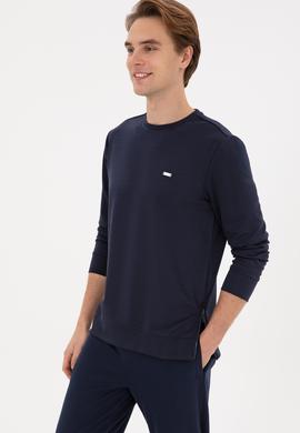 Erkek Regular Fit Bisiklet Yaka Lacivert Sweatshirt - 50315483048
