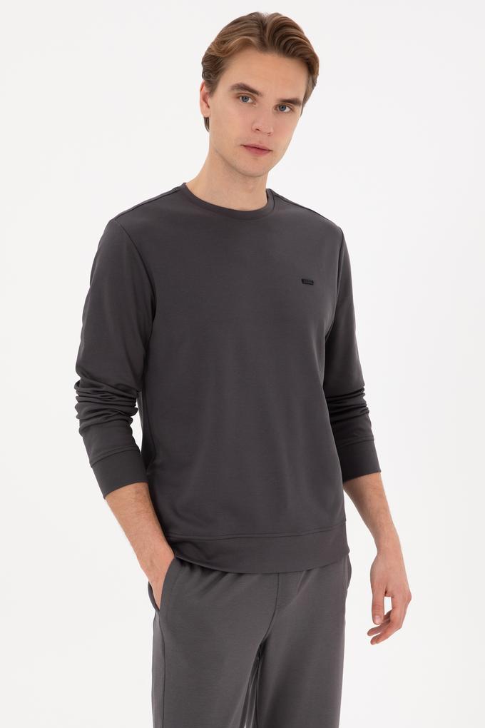 Erkek Regular Fit Bisiklet Yaka Gri Sweatshirt