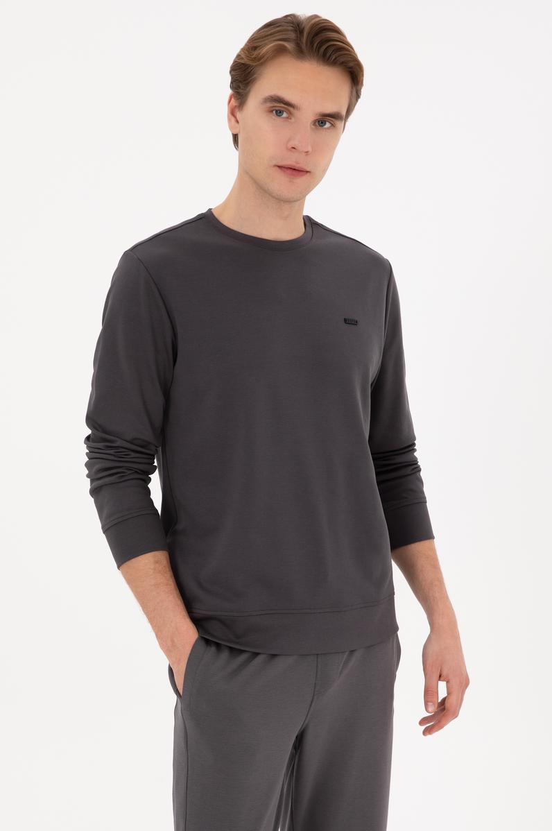 Erkek Regular Fit Bisiklet Yaka Gri Sweatshirt