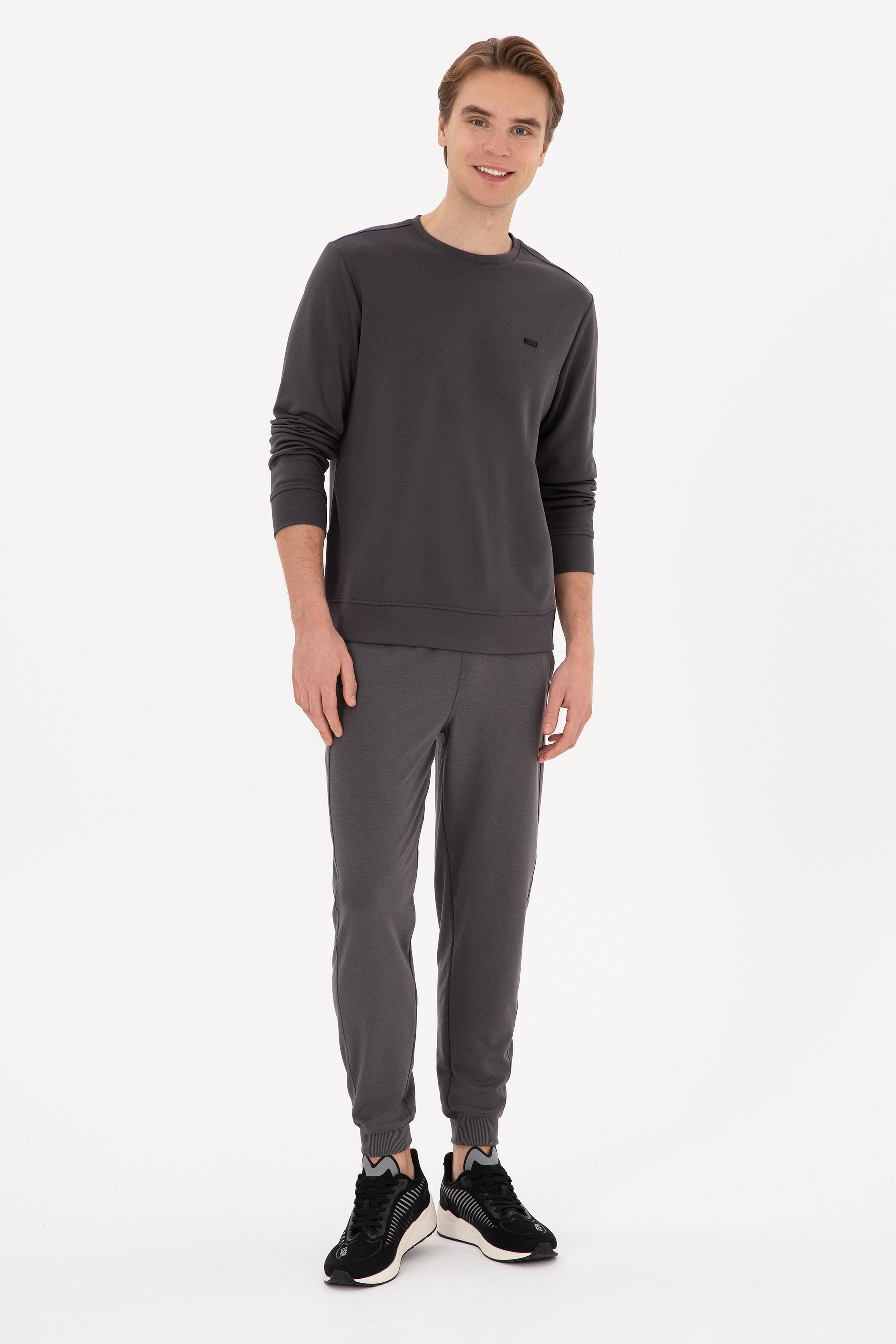 Erkek Regular Fit Bisiklet Yaka Gri Sweatshirt