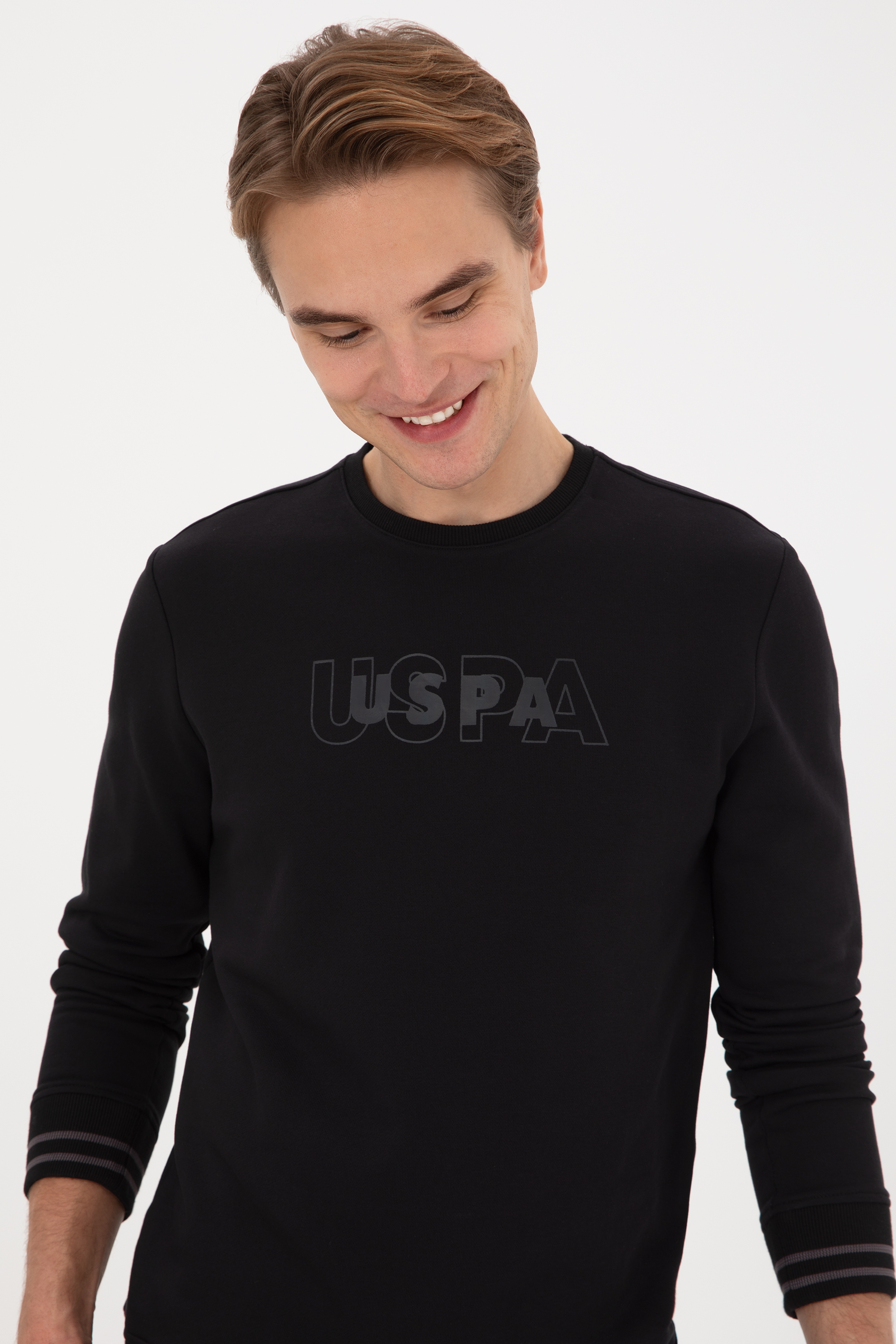 Erkek Regular Fit Bisiklet Yaka Siyah Sweatshirt - Image 2