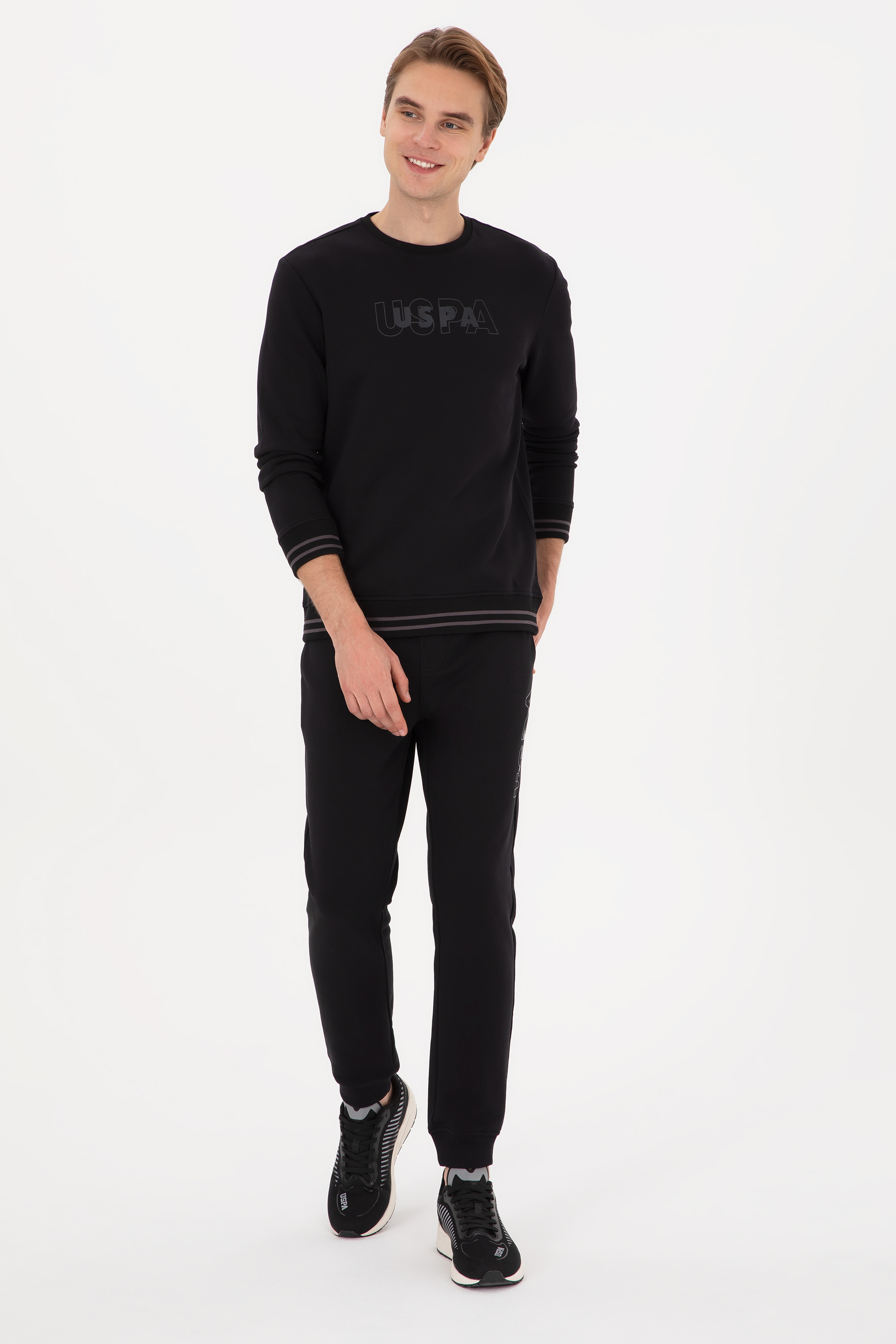 Erkek Regular Fit Bisiklet Yaka Siyah Sweatshirt - Image 4
