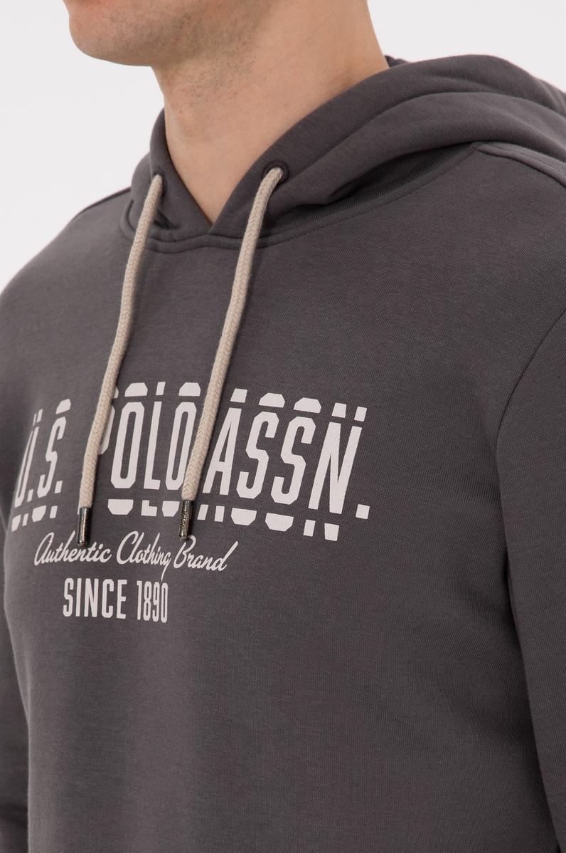 Erkek Regular Fit Kapüşonlu Gri Sweatshirt