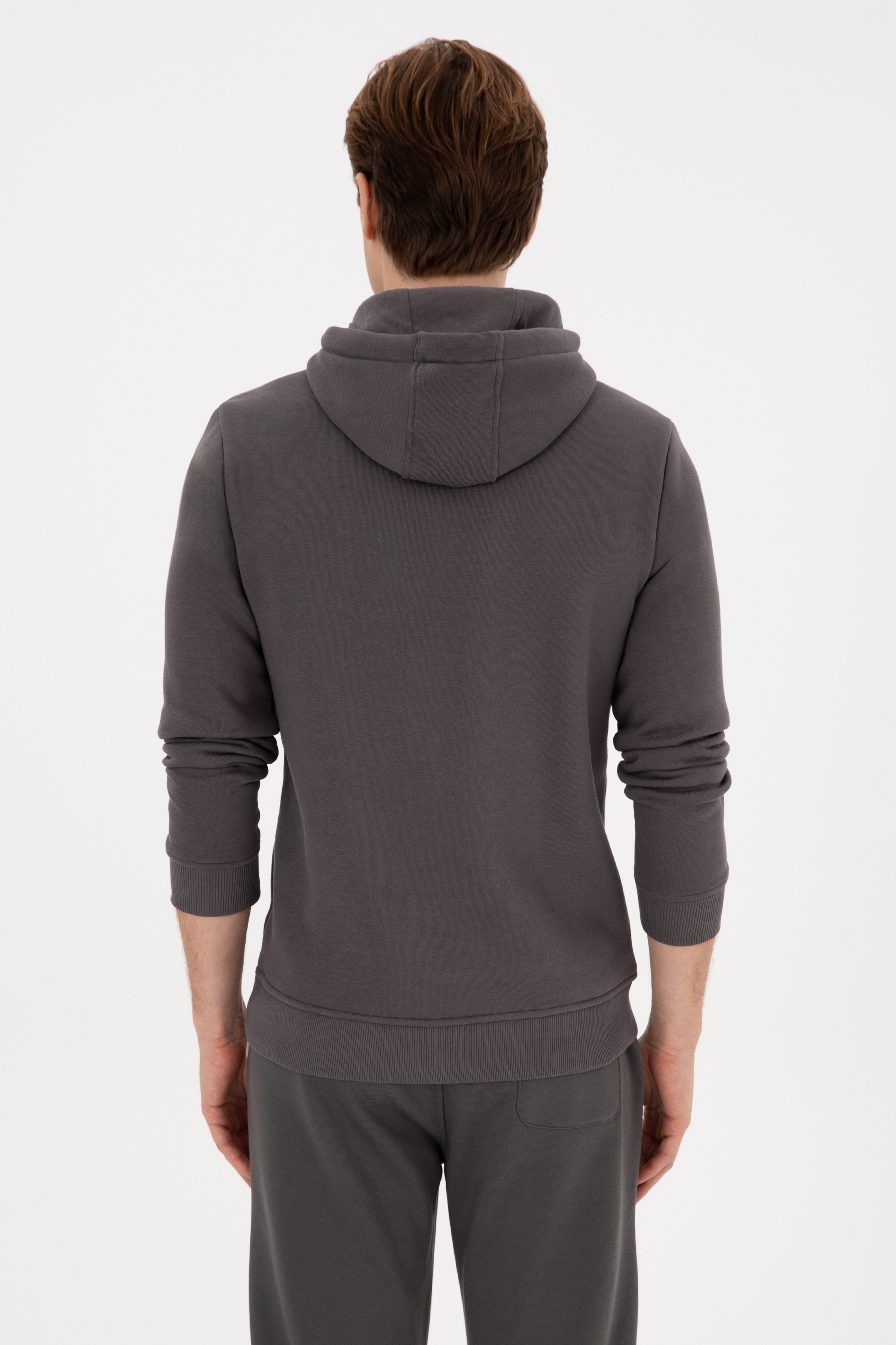 Erkek Regular Fit Kapüşonlu Gri Sweatshirt