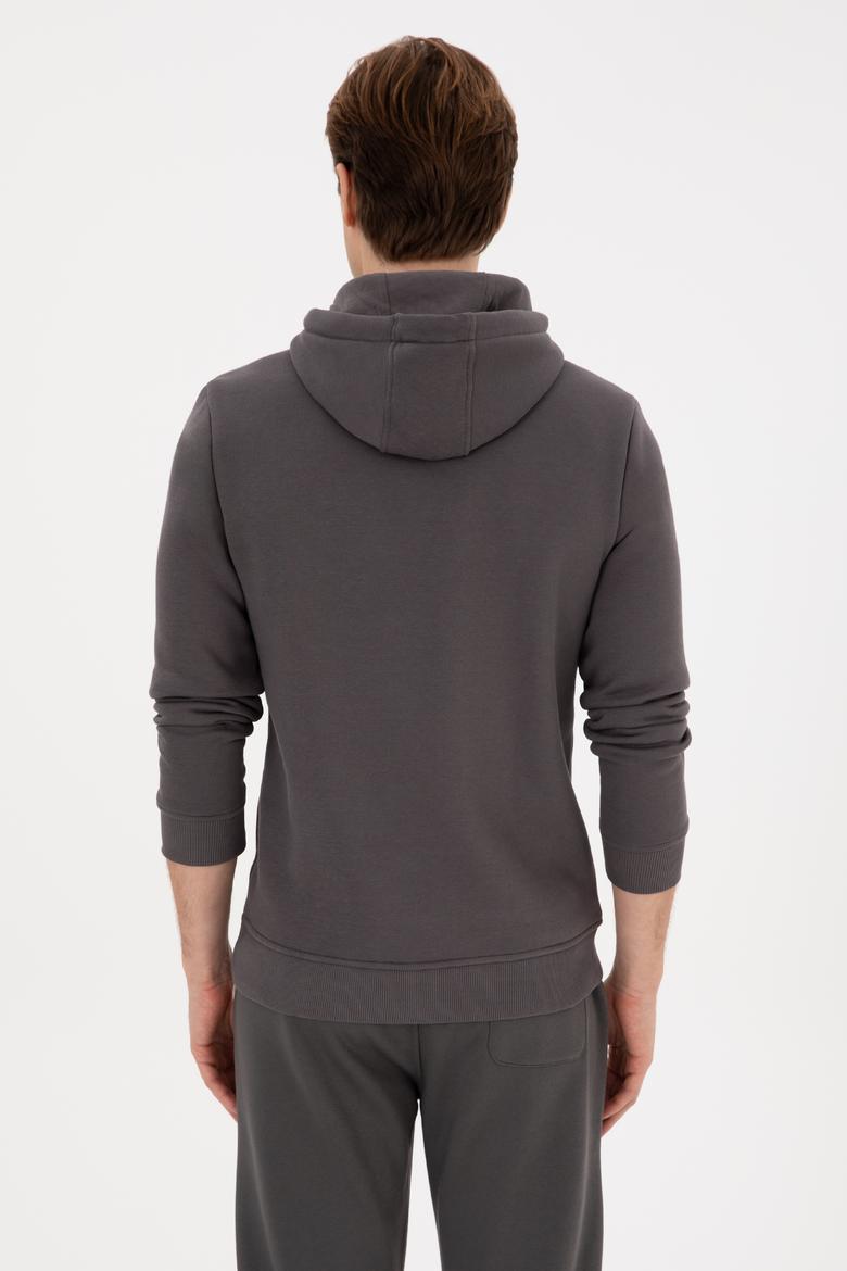 Erkek Regular Fit Kapüşonlu Gri Sweatshirt - 50315527016