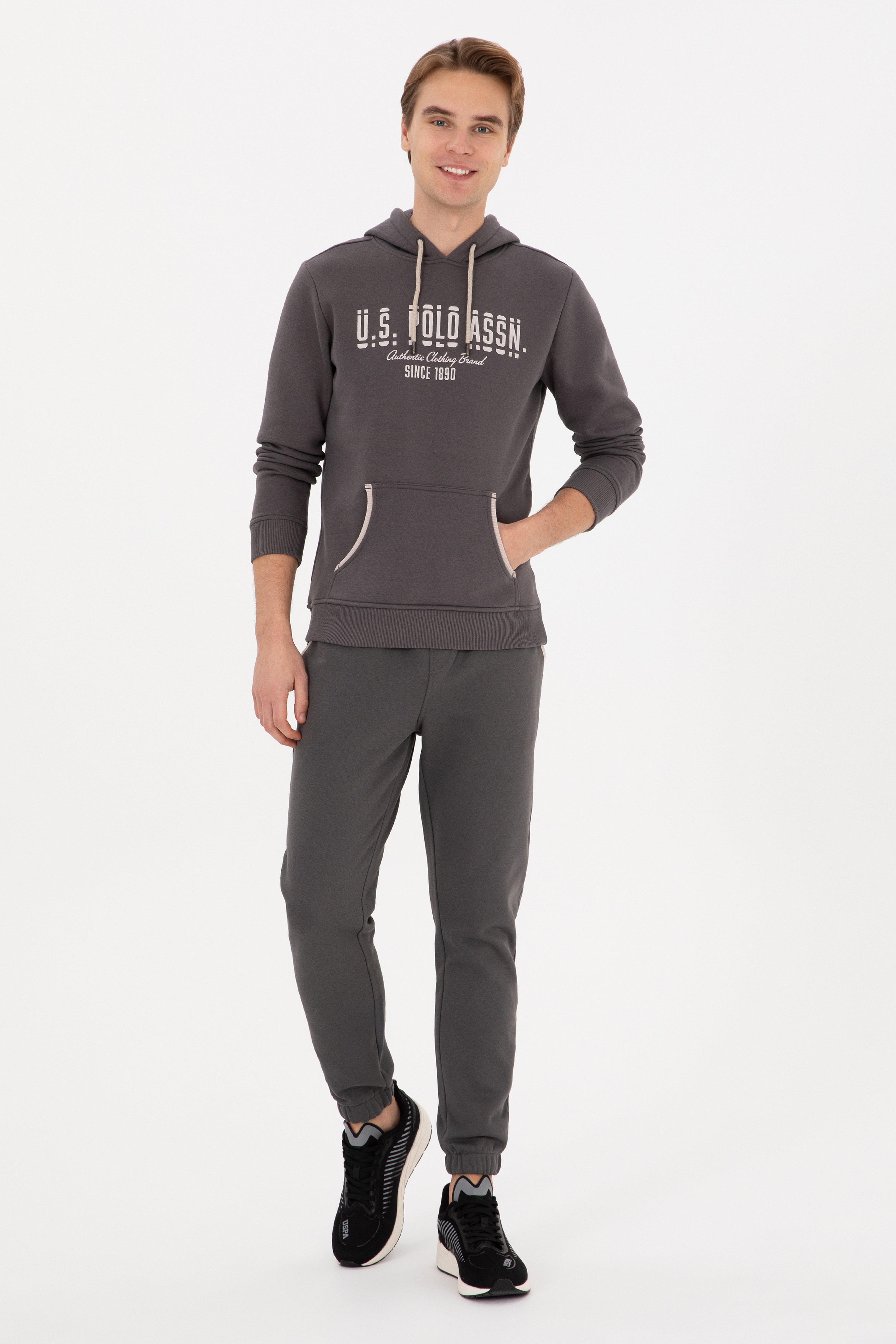 Erkek Regular Fit Kapüşonlu Gri Sweatshirt - Image 4