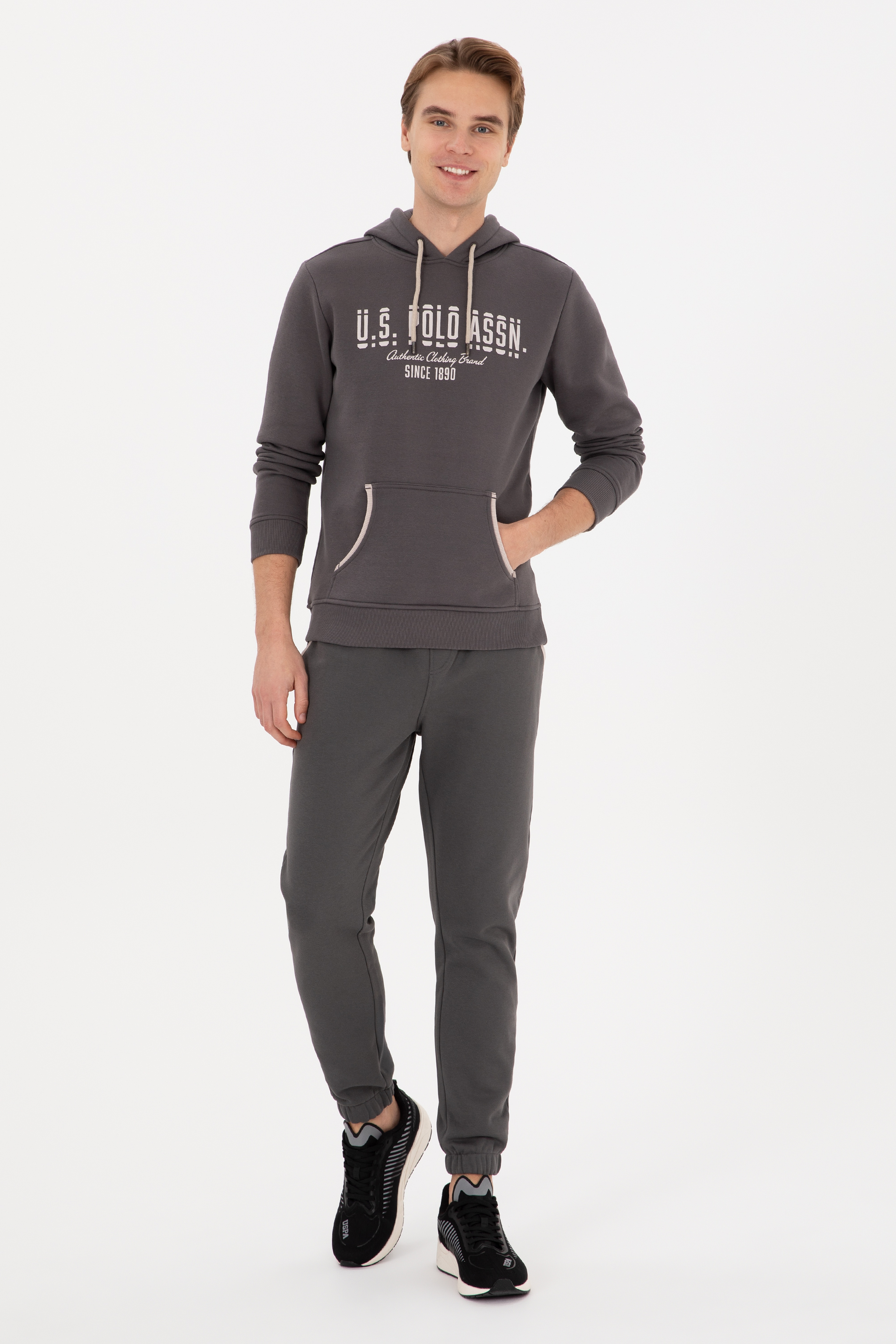 Erkek Regular Fit Kapüşonlu Gri Sweatshirt