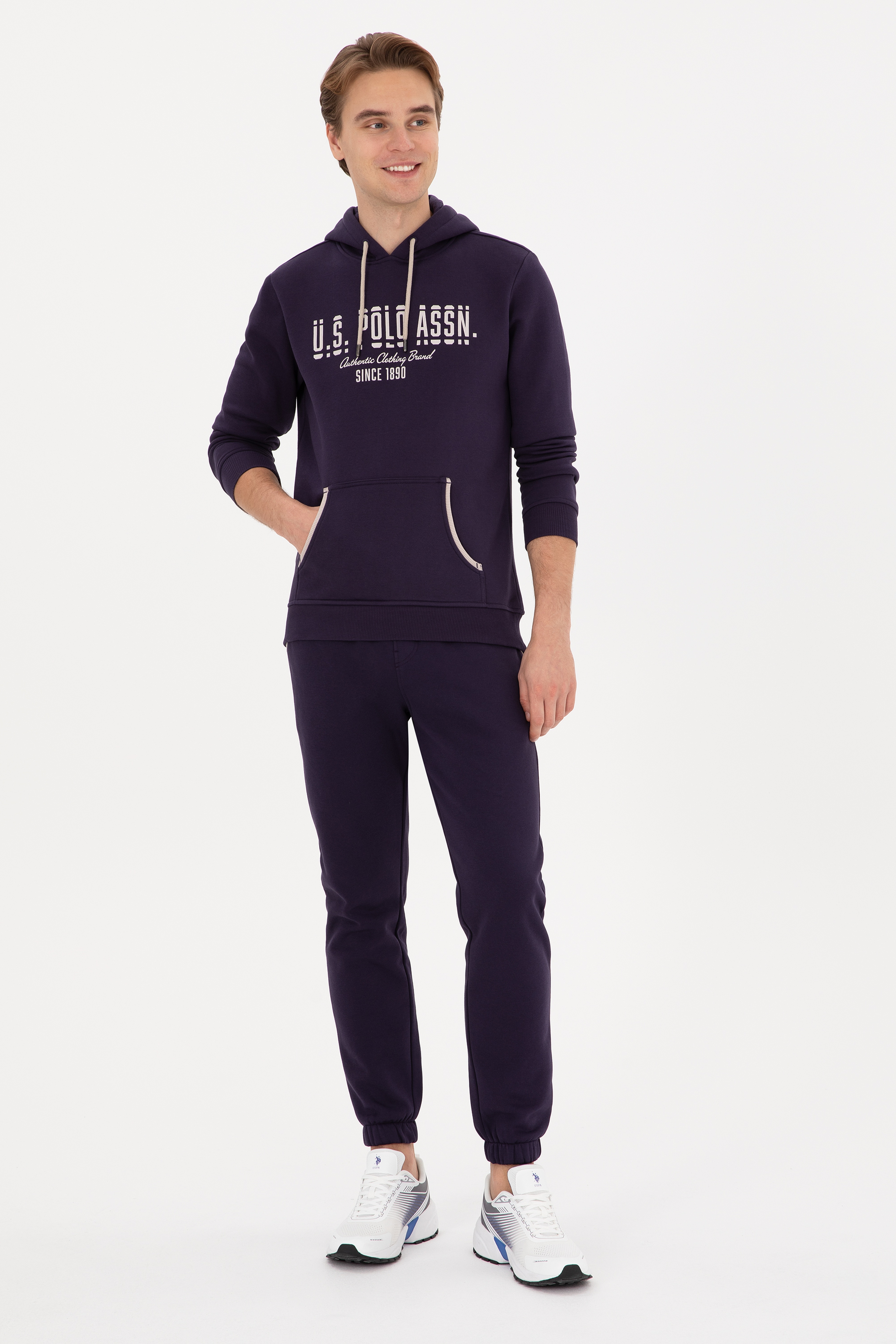 Erkek Regular Fit Kapüşonlu Mürdüm Sweatshirt