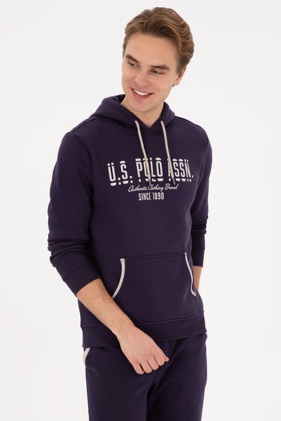Erkek Regular Fit Kapüşonlu Mürdüm Sweatshirt