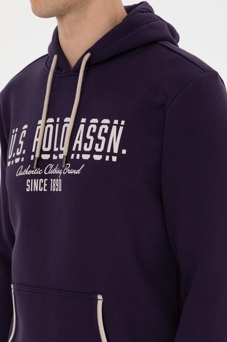 Erkek Regular Fit Kapüşonlu Mürdüm Sweatshirt