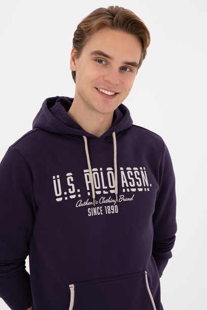 Erkek Regular Fit Kapüşonlu Mürdüm Sweatshirt