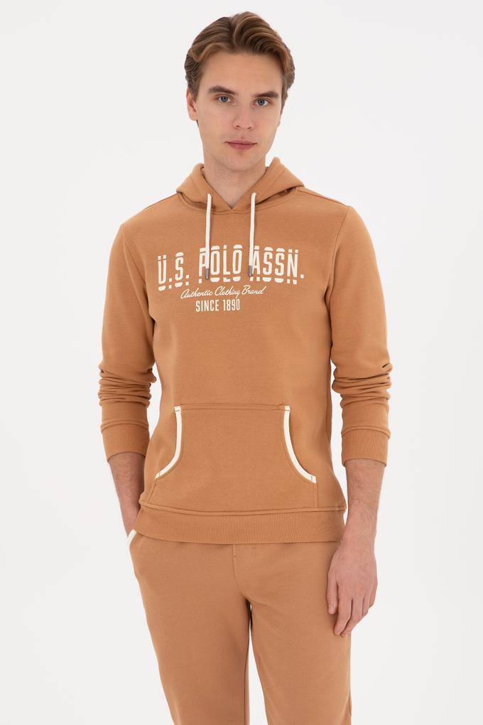 Erkek Regular Fit Kapüşonlu Camel Sweatshirt