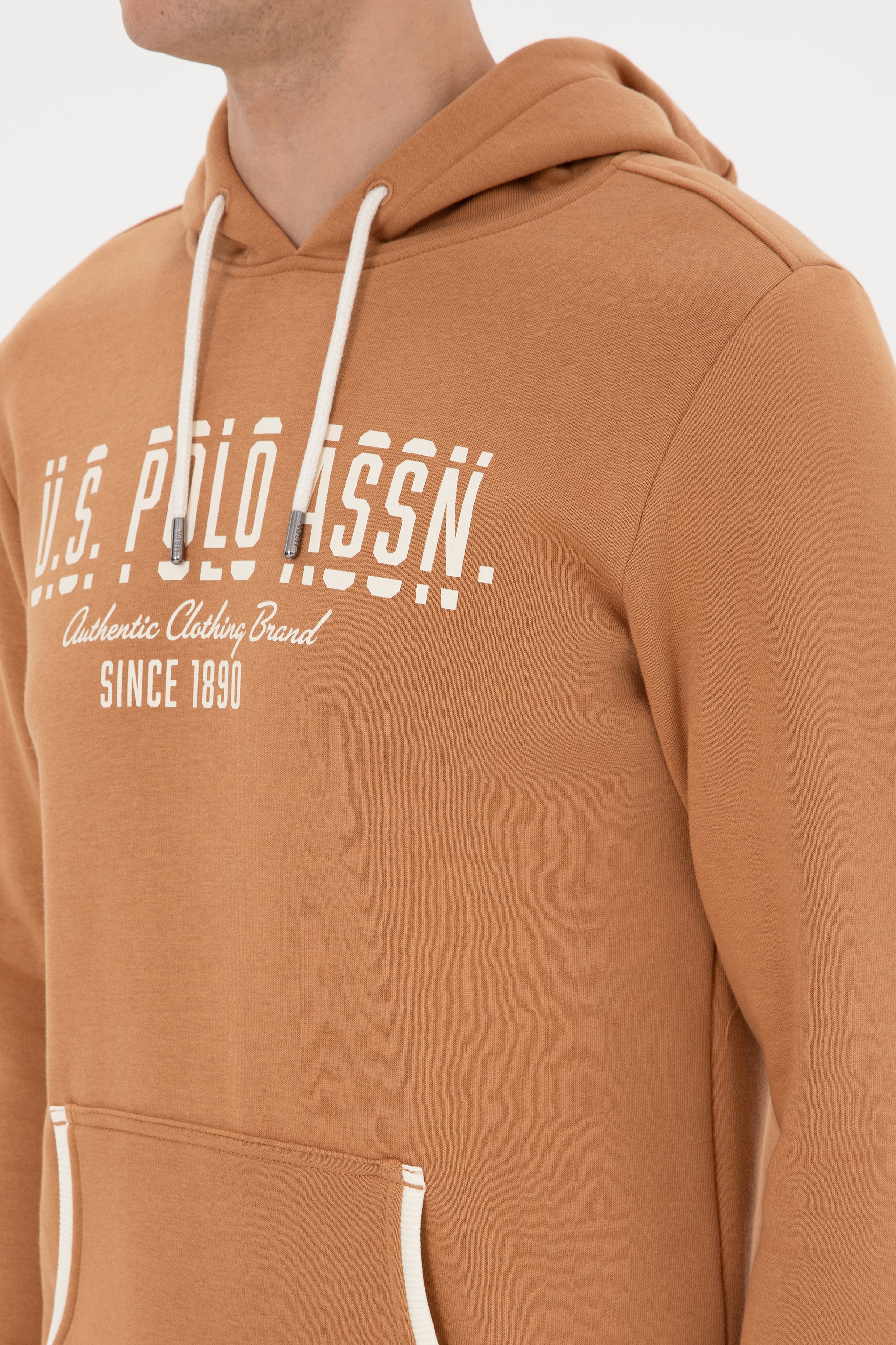 Erkek Regular Fit Kapüşonlu Camel Sweatshirt - Image 7