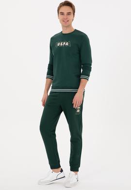 Erkek Regular Fit Bisiklet Yaka Koyu Yeşil Sweatshirt - 50316372016