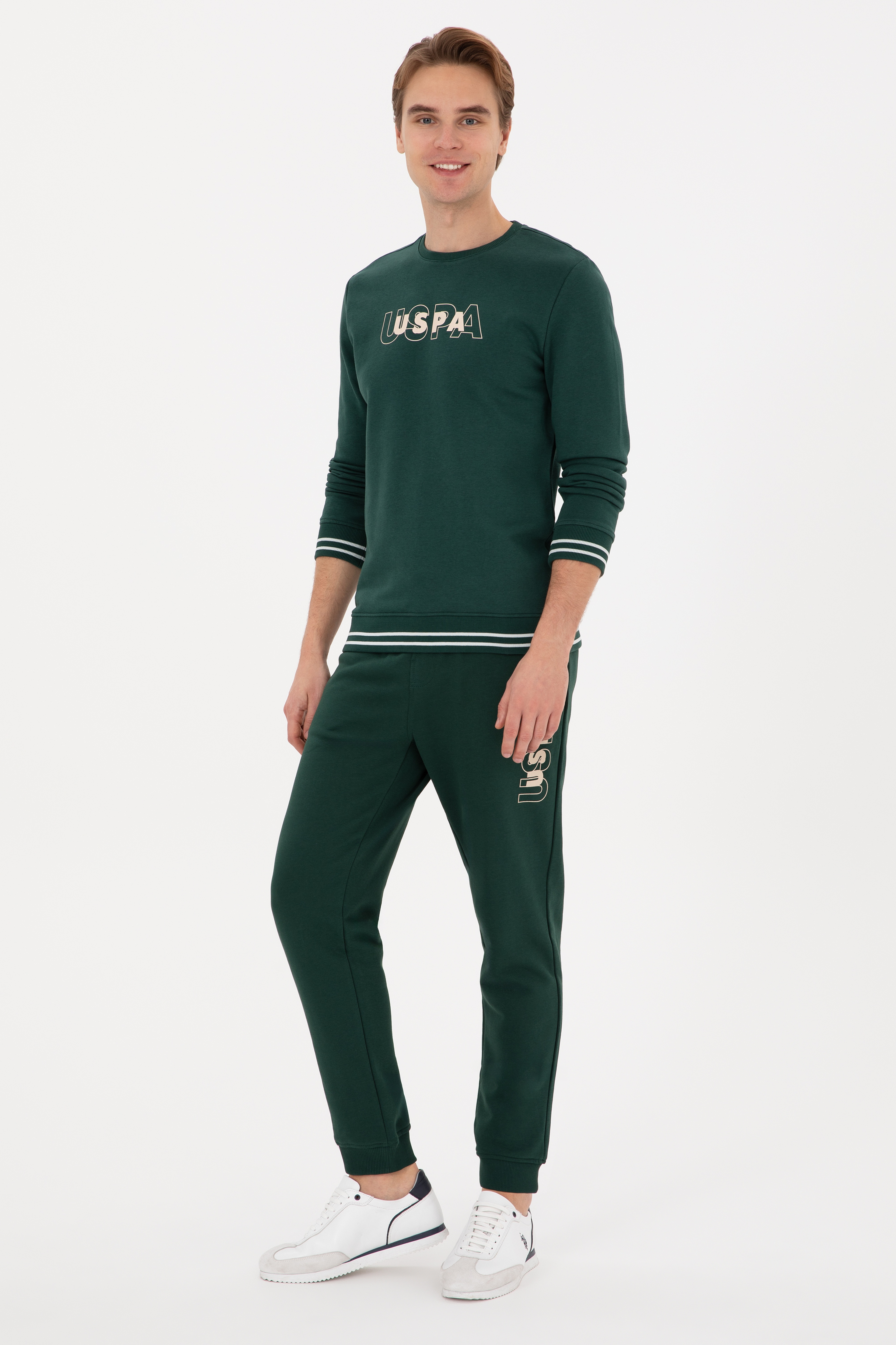 Erkek Regular Fit Bisiklet Yaka Koyu Yeşil Sweatshirt - Image 4