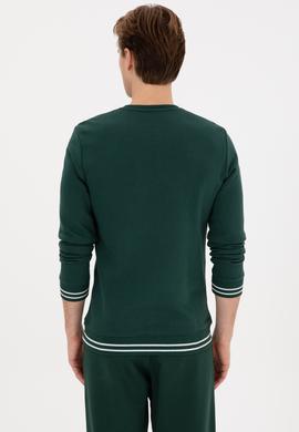 Erkek Regular Fit Bisiklet Yaka Koyu Yeşil Sweatshirt - 50316372016