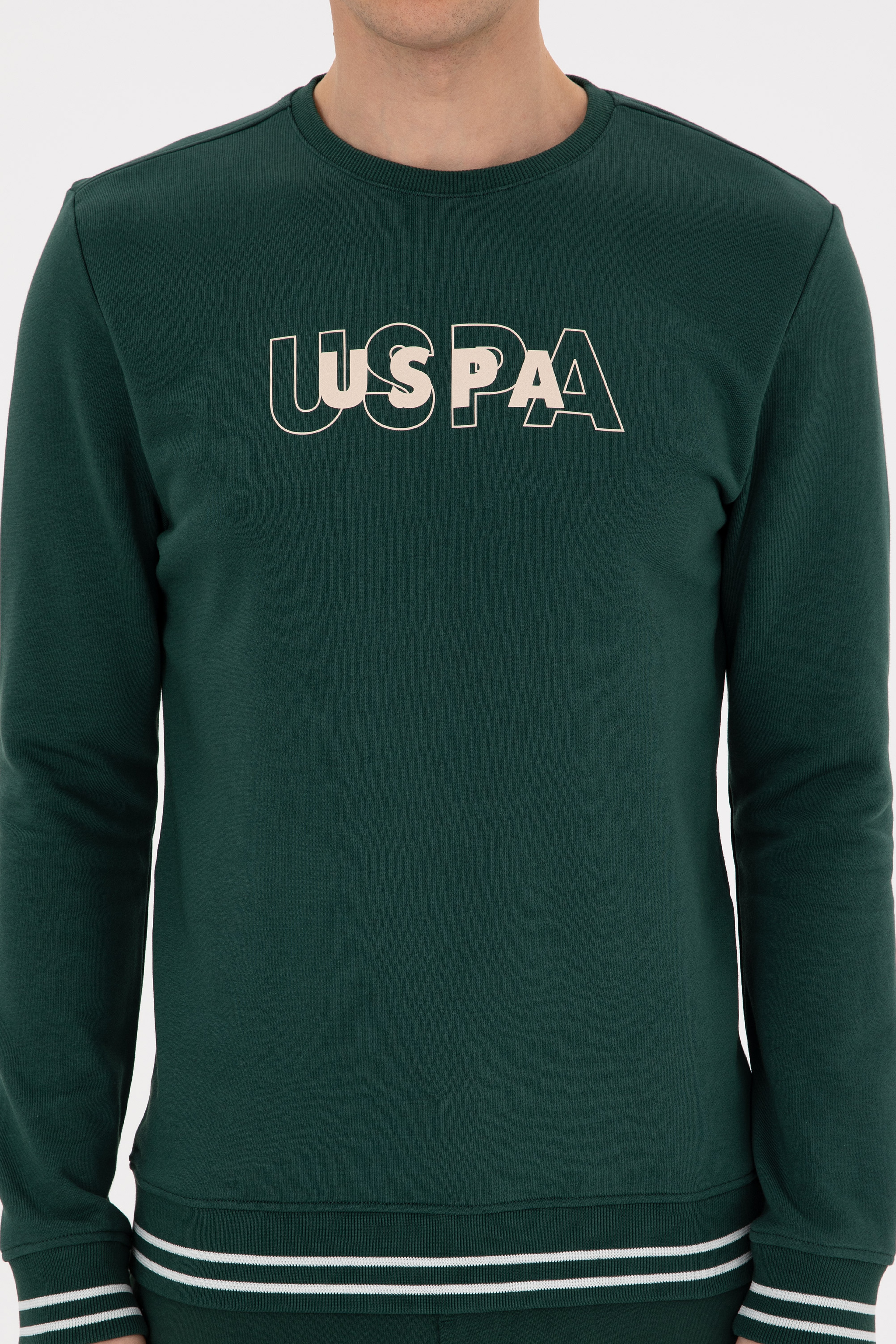 Erkek Regular Fit Bisiklet Yaka Koyu Yeşil Sweatshirt - Image 6