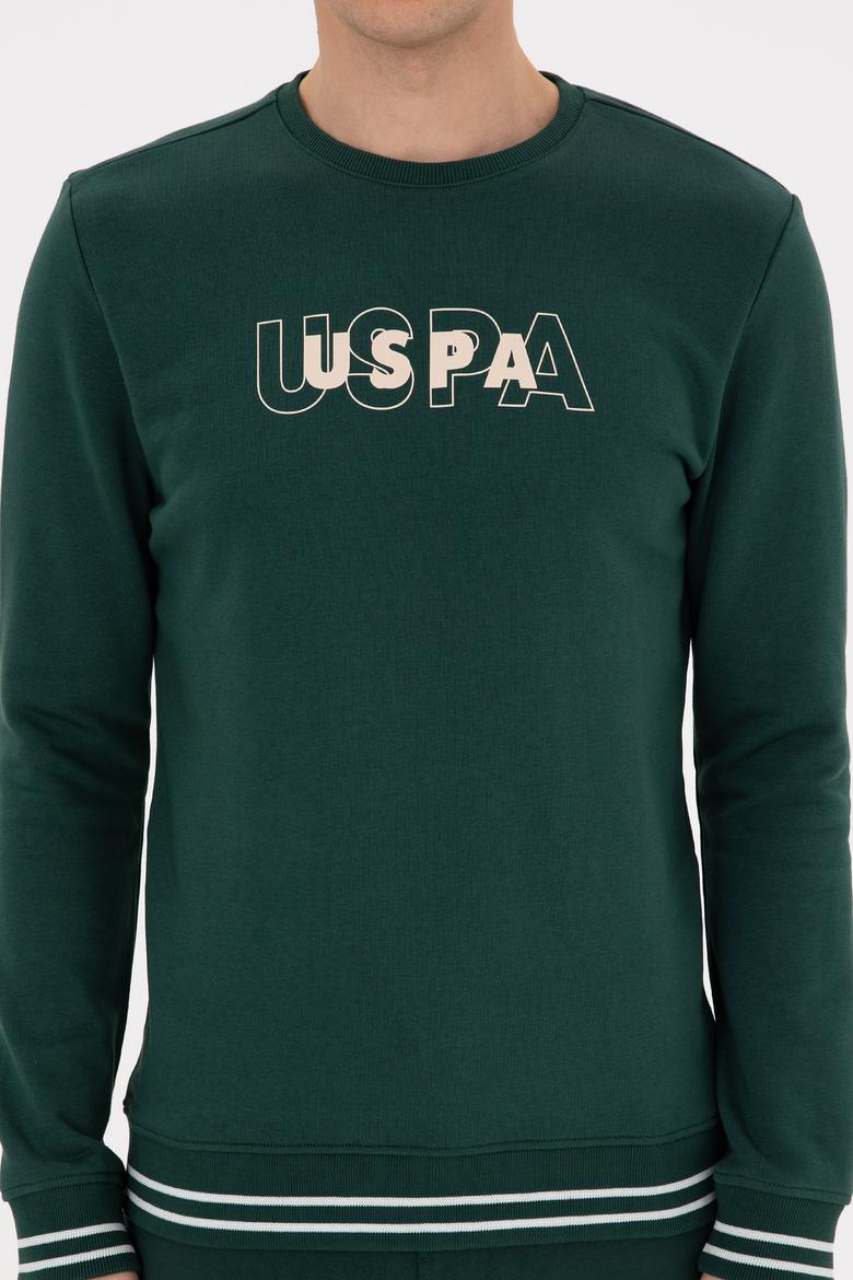 Erkek Regular Fit Bisiklet Yaka Koyu Yeşil Sweatshirt - 50316372016