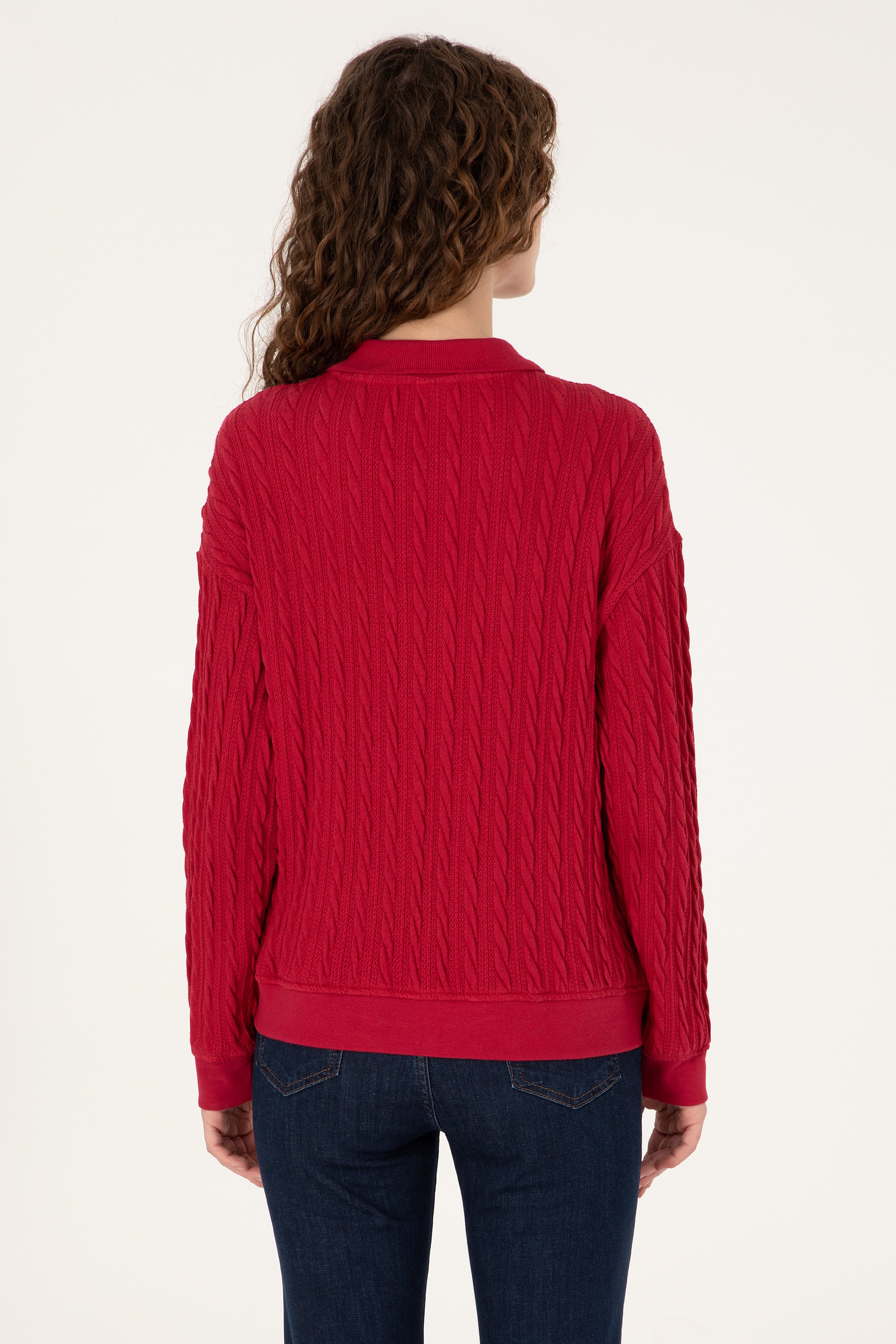 Kadın Koyu Frambuaz Sweatshirt