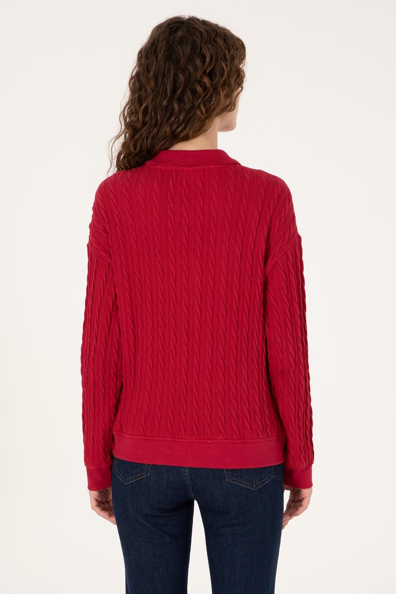 Kadın Koyu Frambuaz Sweatshirt - 50313553020