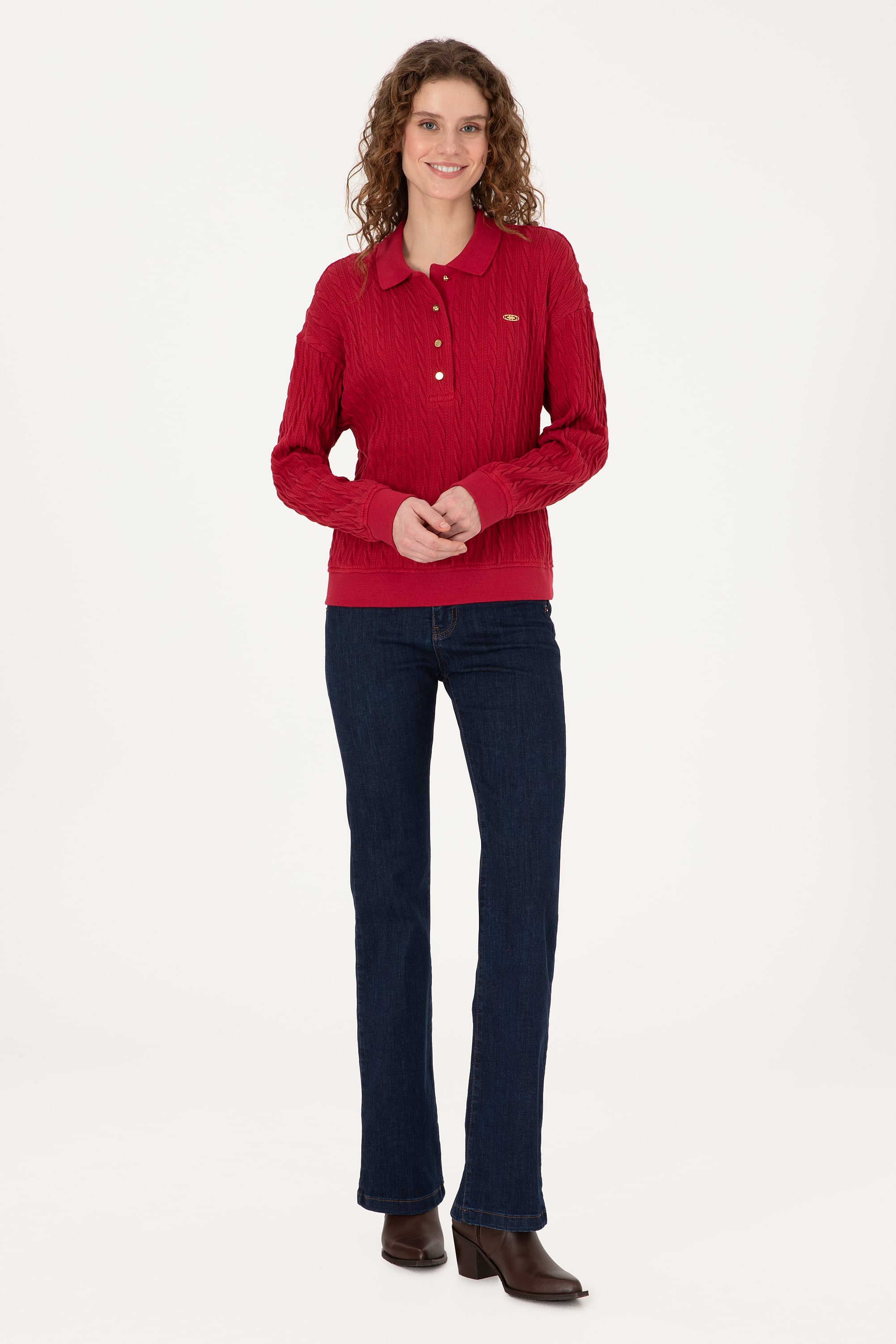Kadın Koyu Frambuaz Sweatshirt - Image 4