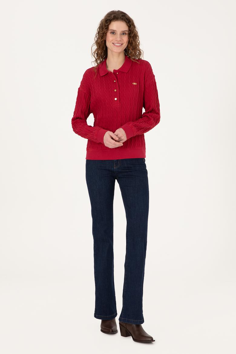 Kadın Koyu Frambuaz Sweatshirt - 50313553020