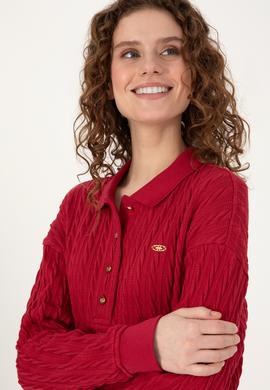 Kadın Koyu Frambuaz Sweatshirt - 50313553020