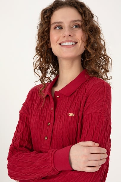Kadın Koyu Frambuaz Sweatshirt