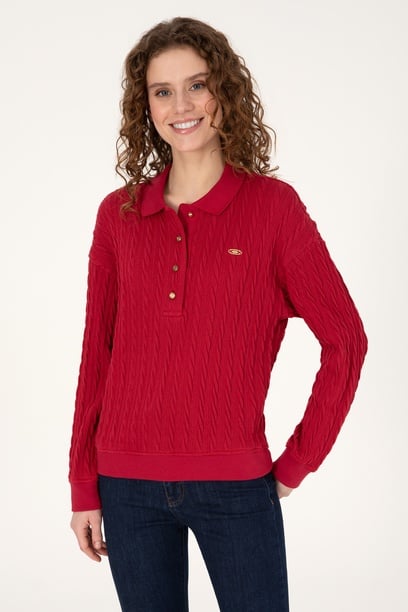 Kadın Koyu Frambuaz Sweatshirt