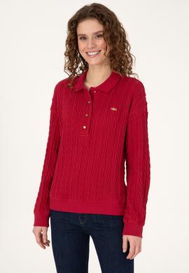 Kadın Koyu Frambuaz Sweatshirt - 50313553020