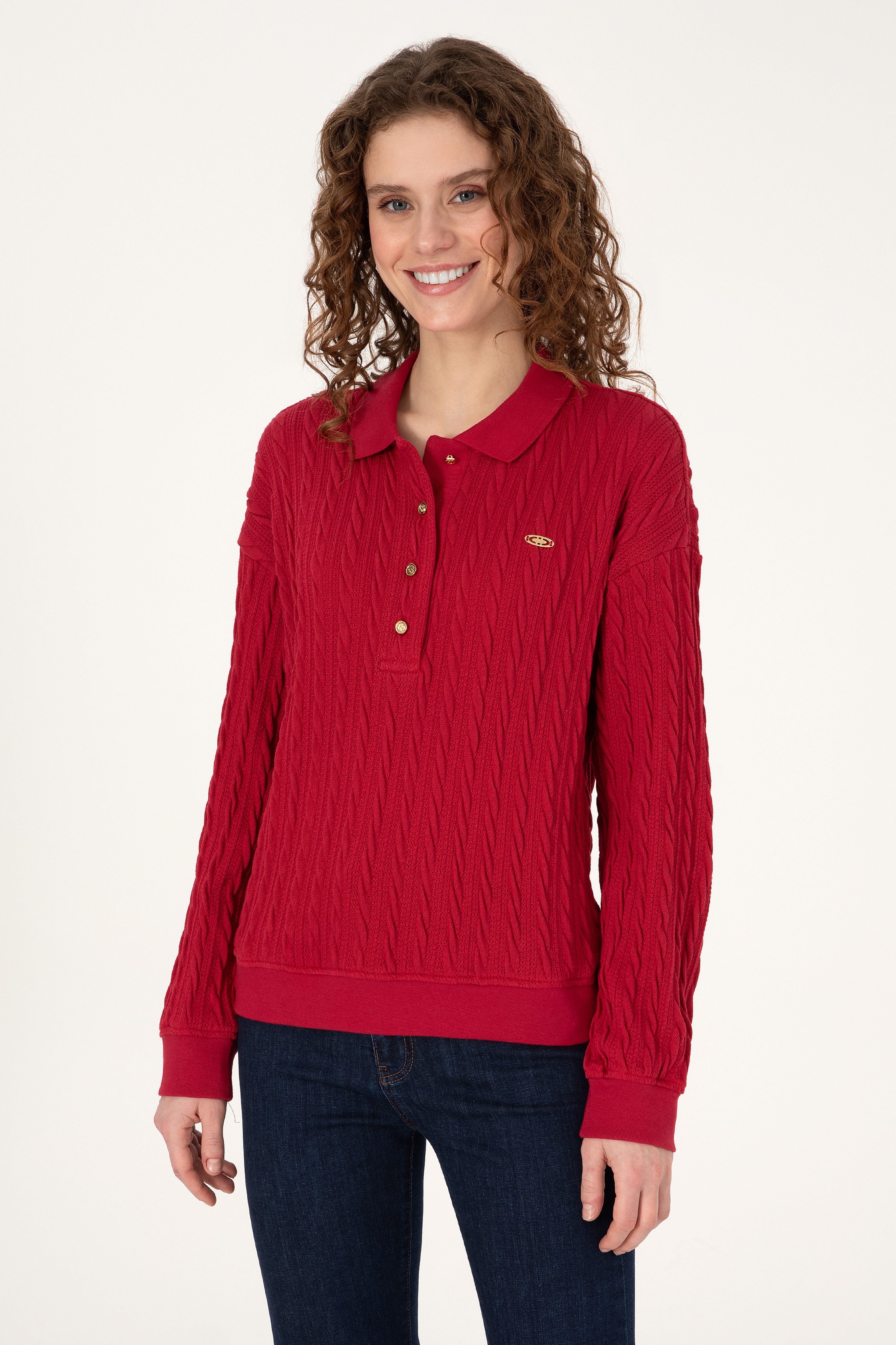 Kadın Koyu Frambuaz Sweatshirt - Image 1