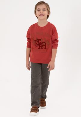 Erkek Çocuk Gül Kurusu Bisiklet Yaka Sweatshirt - 50308518023