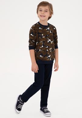 Erkek Çocuk Kahverengi Bisiklet Yaka Sweatshirt - 50308551022