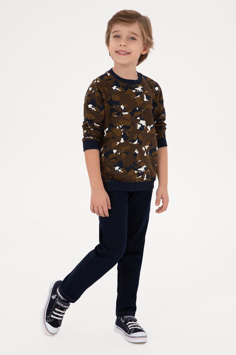 Erkek Çocuk Kahverengi Bisiklet Yaka Sweatshirt - 50308551022