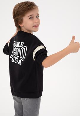 Erkek Çocuk Siyah Şardonlu Bisiklet Yaka Sweatshirt - 50316603038