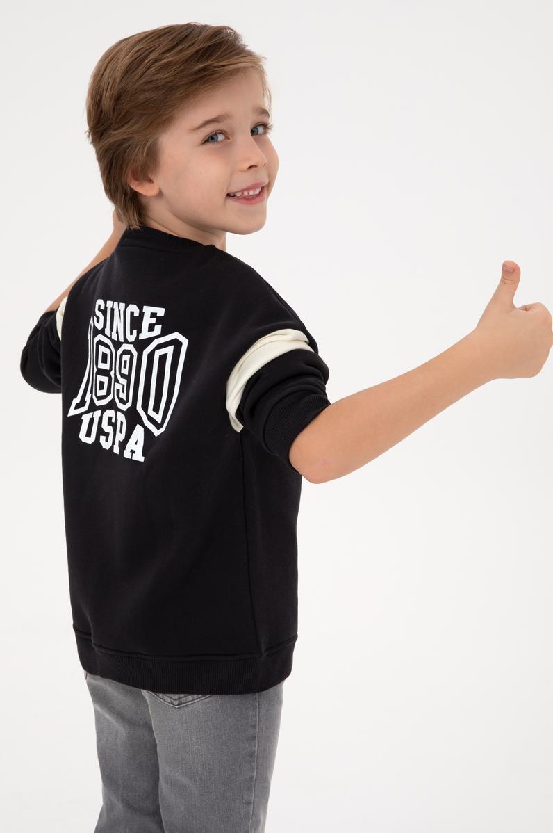 Erkek Çocuk Siyah Şardonlu Bisiklet Yaka Sweatshirt